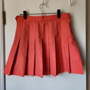 American Apparel Pleated Tennis Skirt Size L Coral Pink Gabardine Mini Y2K Boho